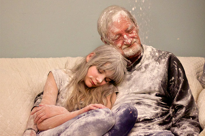 Girl and Grandfather Covered in Flour | My Father, the Introvert