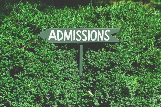 Admissions sign