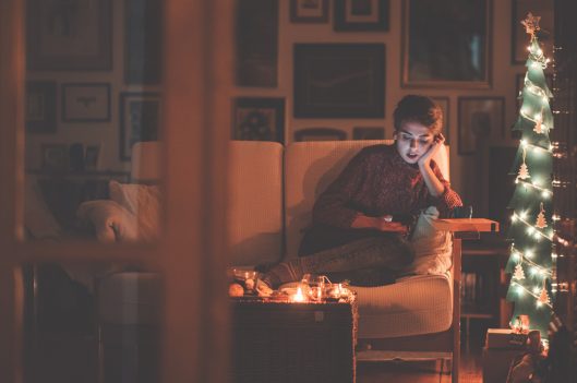 Woman spending time alone during the holidays